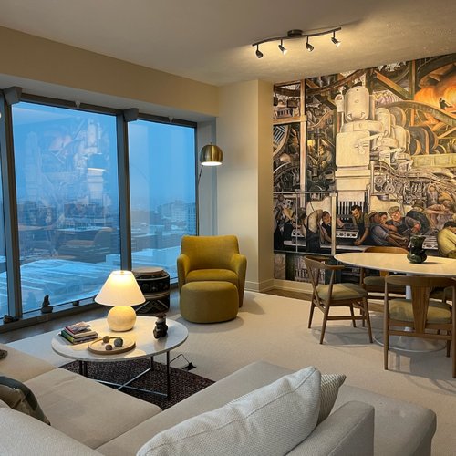 A gorgeous condo downtown Grand Rapids with a custom SmartStrand rug