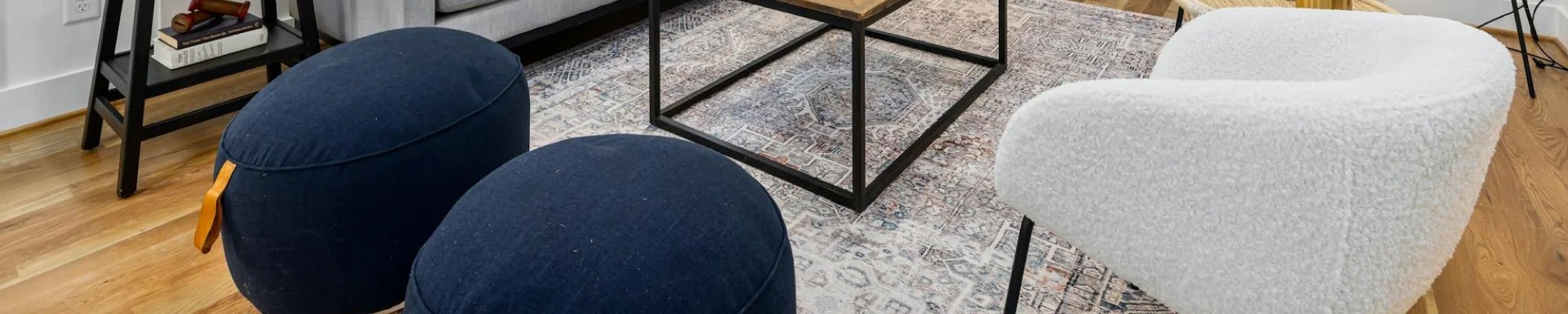Modern living room in a Grand Rapids home with new flooring